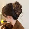 Leopard Print Triangular Hair Clip: High-End Retro Leather & Fabric Hair Accessory for Women