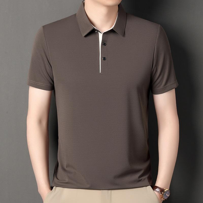 

Мужская футболка Премиум футболка-поло Мужская футболка с коротким рукавом и отложным воротником Светодиодная футболка Топ 4XL кофейный