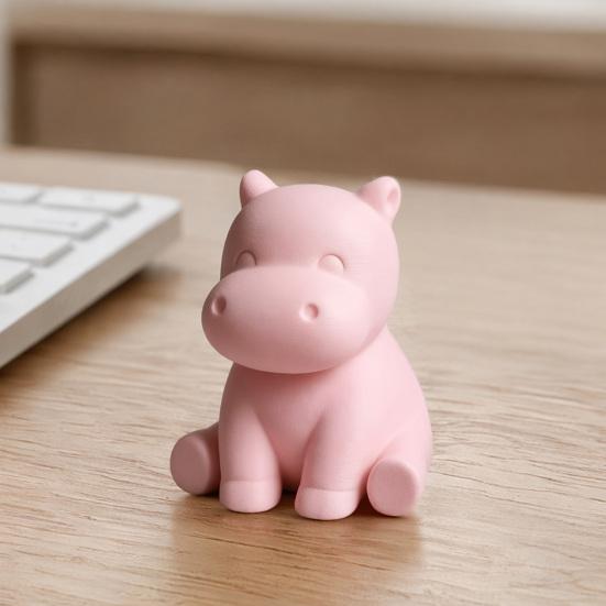 Dashboard Ornament Auto 3D Geprinte Nijlpaard Beeldjes, Minimalistisch Roze Bureau met Beeldje Decoratie Antislip Verzwaarde Basis, Schattige Interieur Decoratie,