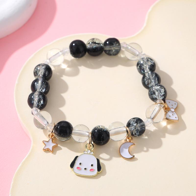 Sanrio Cinnamoroll Crystal Beaded Bracelet - Handmade Cartoon Gift for Female Students, Friends, and Couples.