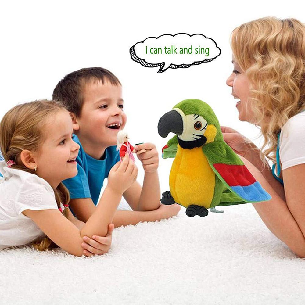 Talking Parrot Repeats What You Say Electric Plush Animal Toy Parrot Talking Bird Birthday Gift for Kid