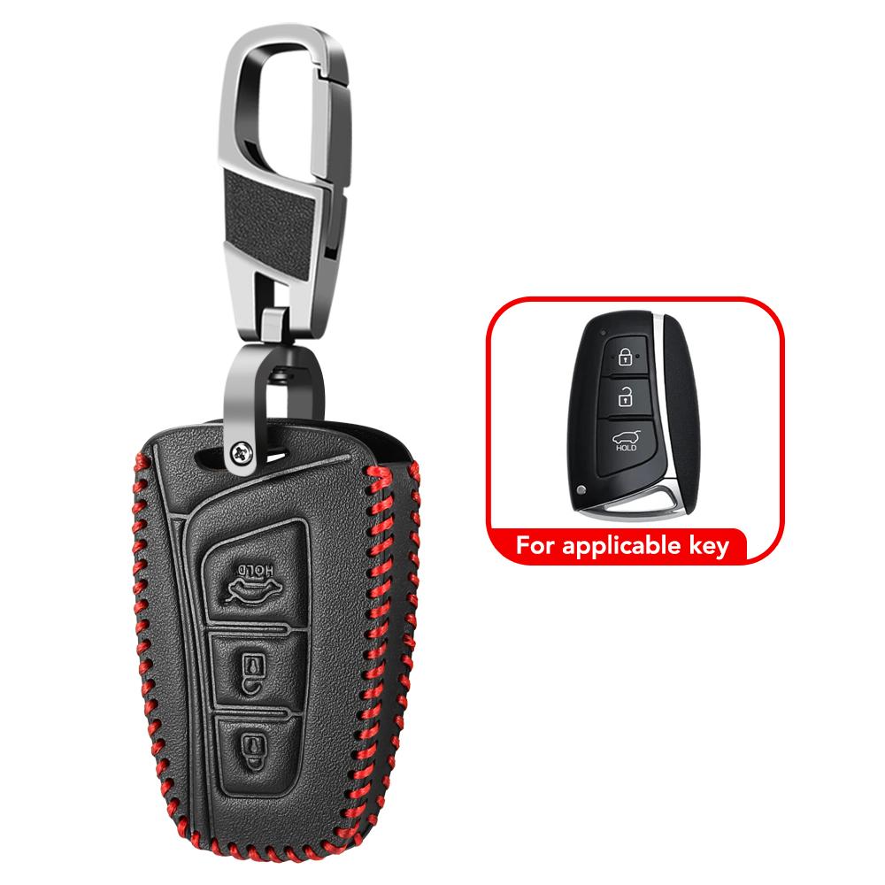 

Автомобильный чехол для ключей из искусственной кожи для Hyundai Grand Santa Fe 3 DM IX45 IX35 Genesis DH Grandeur Azera HG Equus 2013 2014 чёрный
