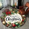 Merry Christmas 3D Round Rug, Soft Holiday Floor Mat for Winter Decor, Living Room, Bedroom, Kitchen, Bathroom