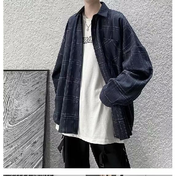 Long Sleeved Shirt, Men'S Summer New Trend, Teenage Shirt, Hong Kong Style, Japanese Style, Loose Plus Inch Shirt Jacket