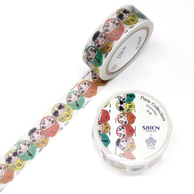 Kamiiso SAIEN Masking Daruma 15mm x Tape, Design, 7m, TR-4038