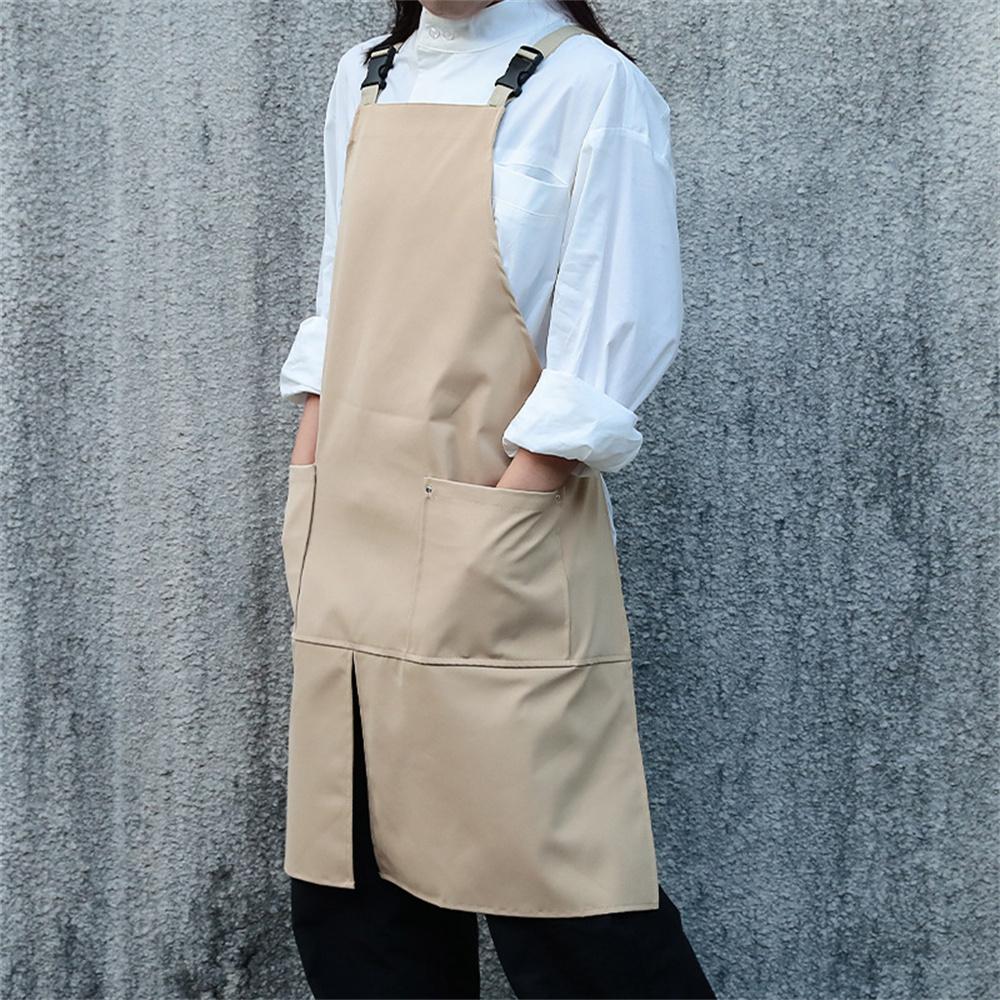 Nepromokavá zástěra pro číšníky s kapsami pro kuchyň, catering, kavárnu, s předním rozparkem, pánská, dámská, protišpinavé pracovní oblečení pro salon