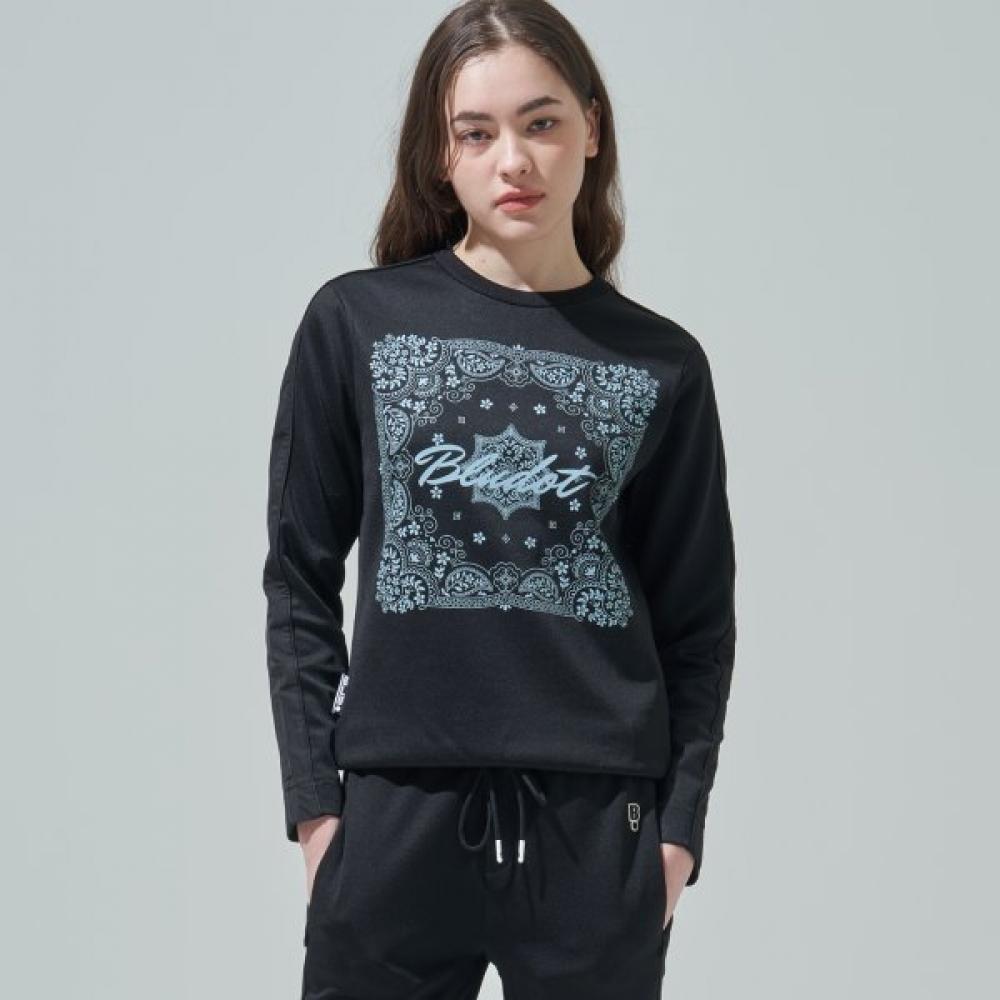 Blu DoT Long Sleeve T shirT Bandana arTwork Bk 085