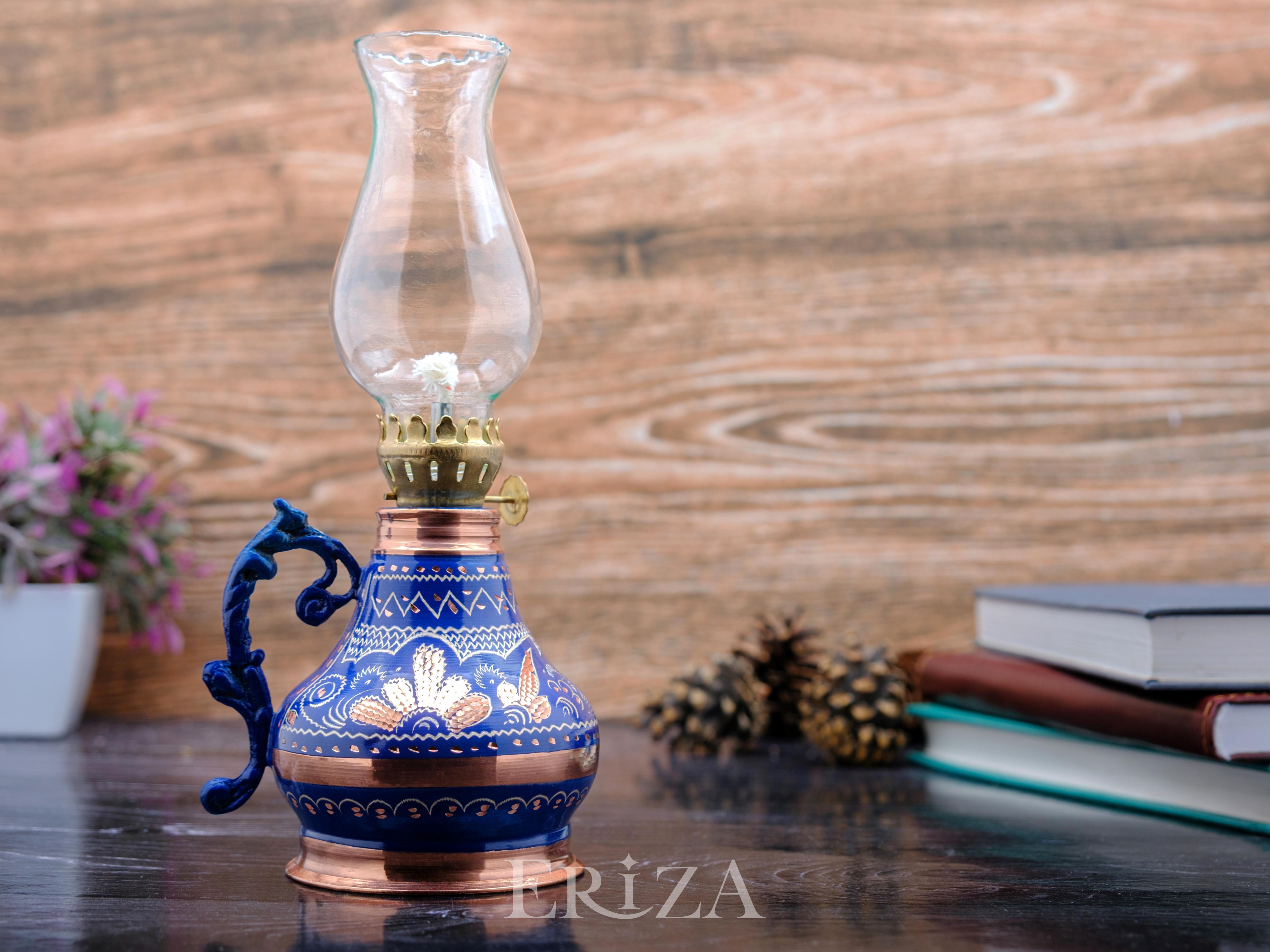 

Винтажный медный масляный светильник с подносом ONLY LAMP синий