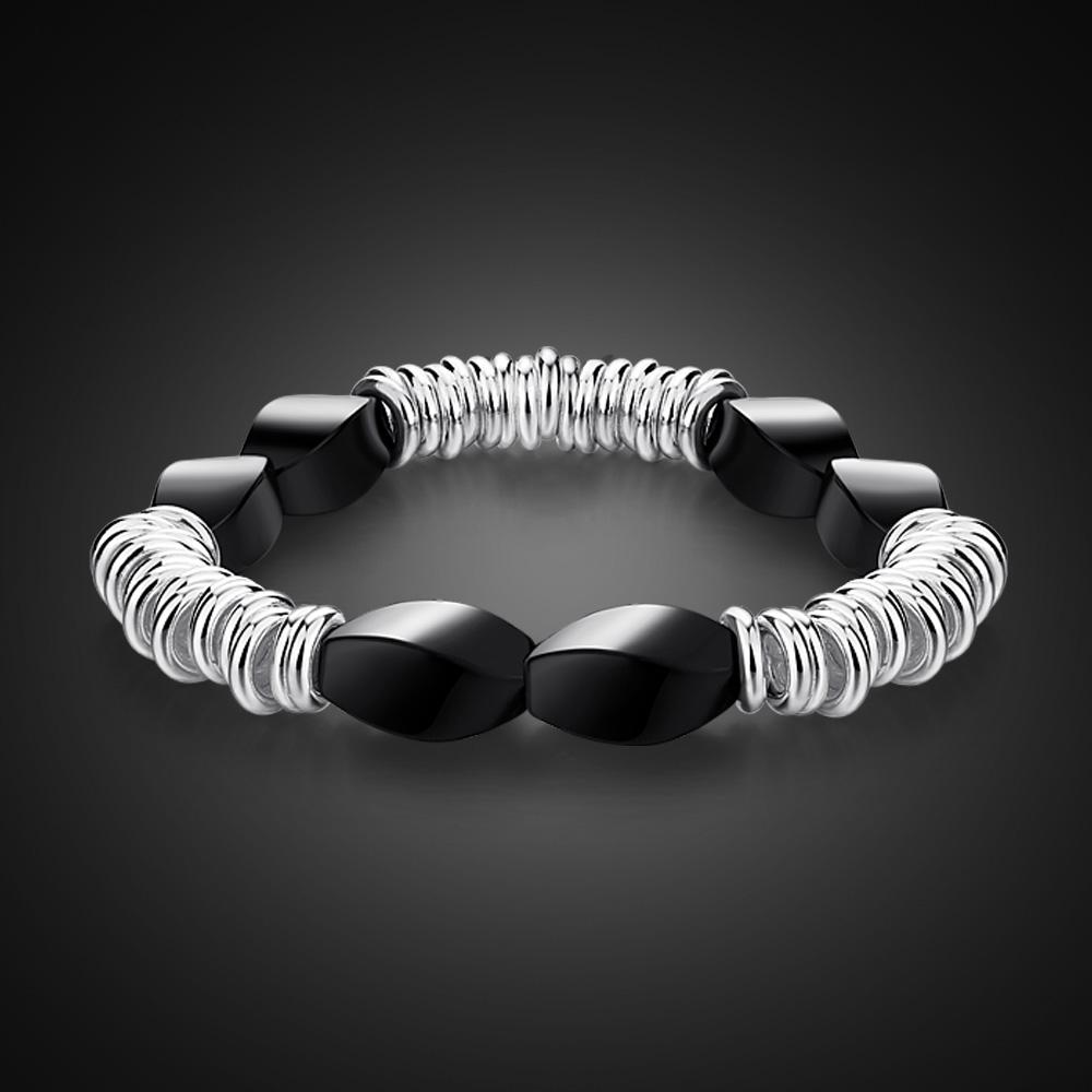 925 Sterling Silver Elastic Bracelet Personality Women Black Agate Bracelet Fashion Fine Jewelry 
