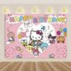 Kawaii Hello Kitty Pink Graffiti In Urban Streets Print Tapestry Bedroom Decoration  Celebration Background Design Holiday Party