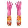 Blume Gummi Samt Lange Handschuhe Haushalt Rutschfeste Waschen Reinigung Gericht