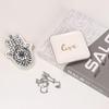 Hand-Shaped Gold Rim Ceramic Jewelry Tray with Custom Logo Design