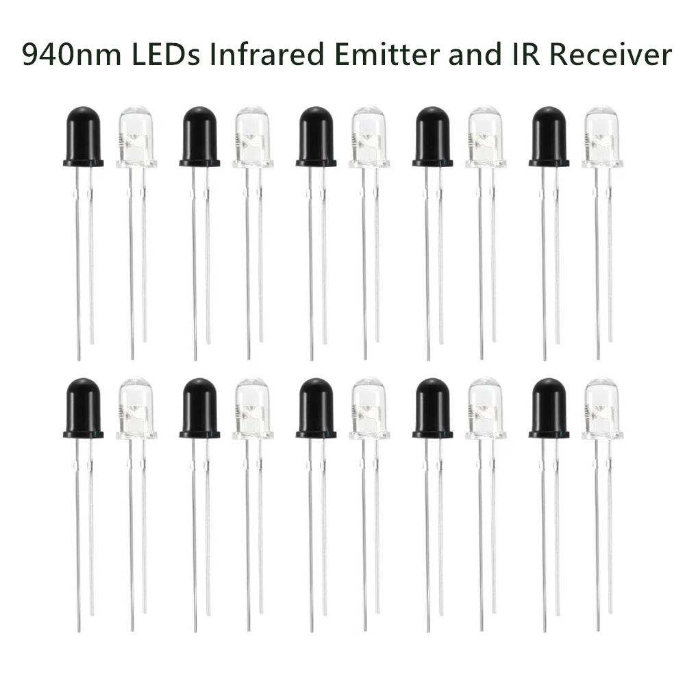 10pairs 3mm 5mm 940nm LEDs Infrared Emitter and IR Receiver Diode Diodes 301A