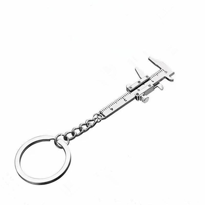 Mini Vernier Caliper Pocket Key Chain Keyring Ornaments Small 3D Movable Precision Measure Tool Slider Ruler Accessories