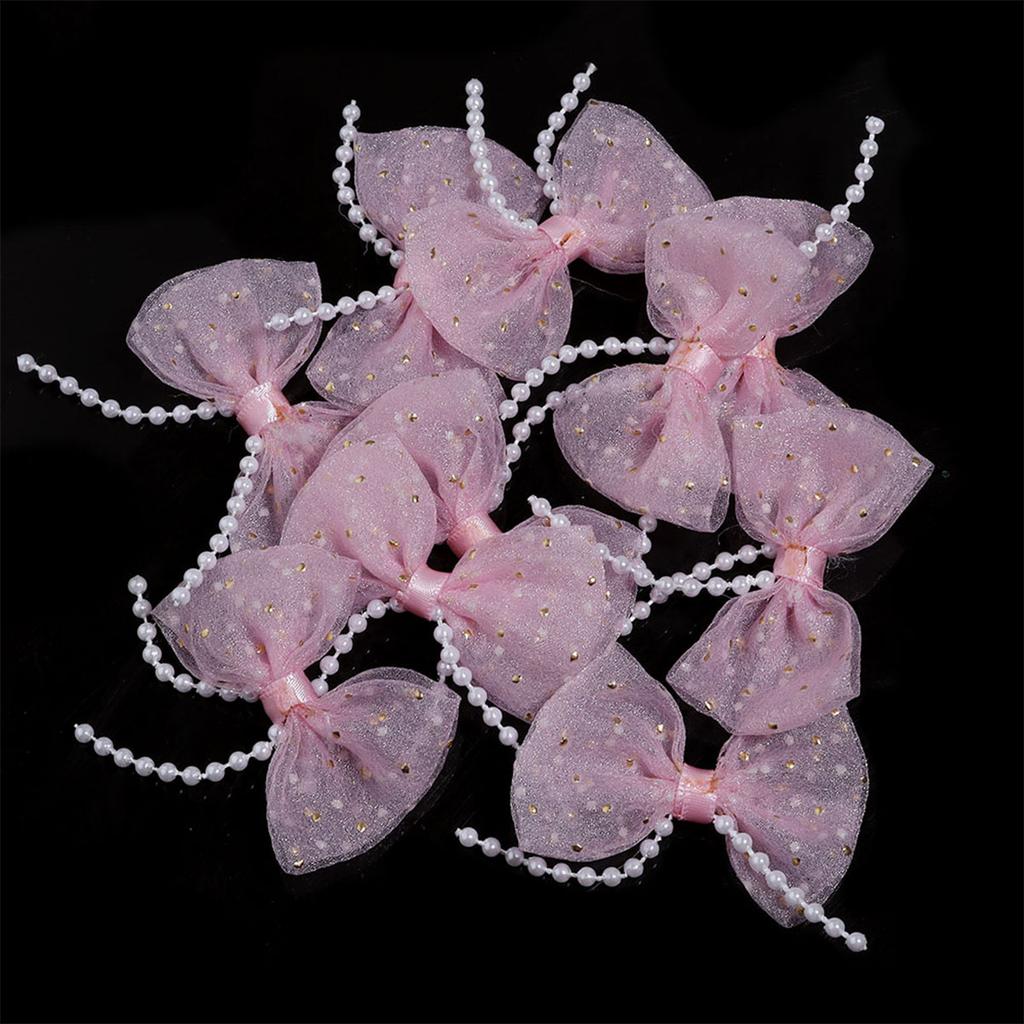 10pcs/lot Mini Cute Mesh Polka Dot Pearl Bow For Jewelry Making DIY Wedding Party Hair Clip Headband Clothing Crafts Decoration