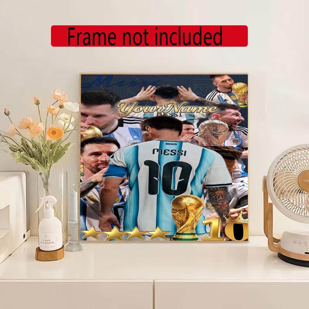 Messi Customize Your Name Diamond Painting Round Diamond Diy Frameless Holiday Artwork Suitable For Home Office Wall Decoration