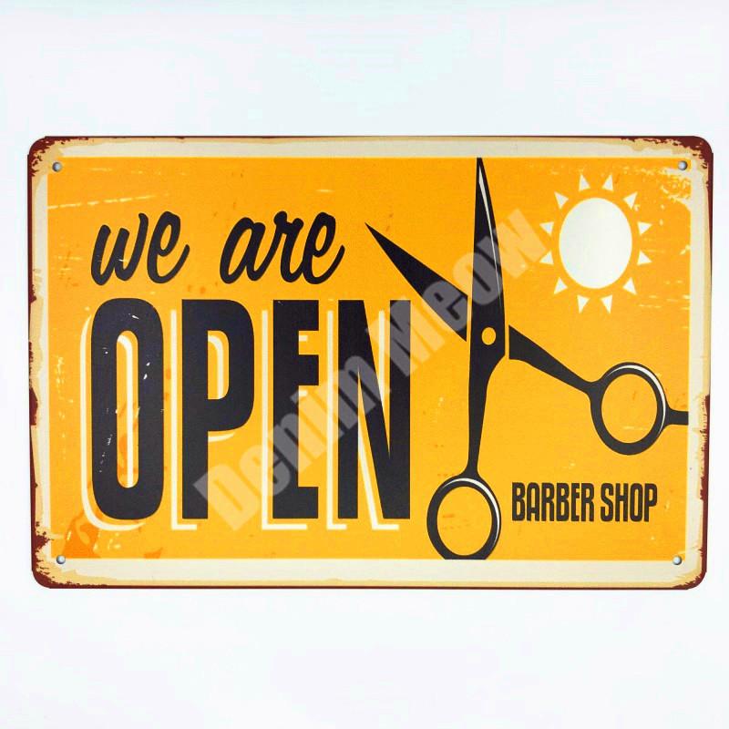 Haircut & Shave Retro Metal Plates Pub DecorationAdvertising Barbershop Wall Stickers Top Hairstyle Art Plaque Home Decor