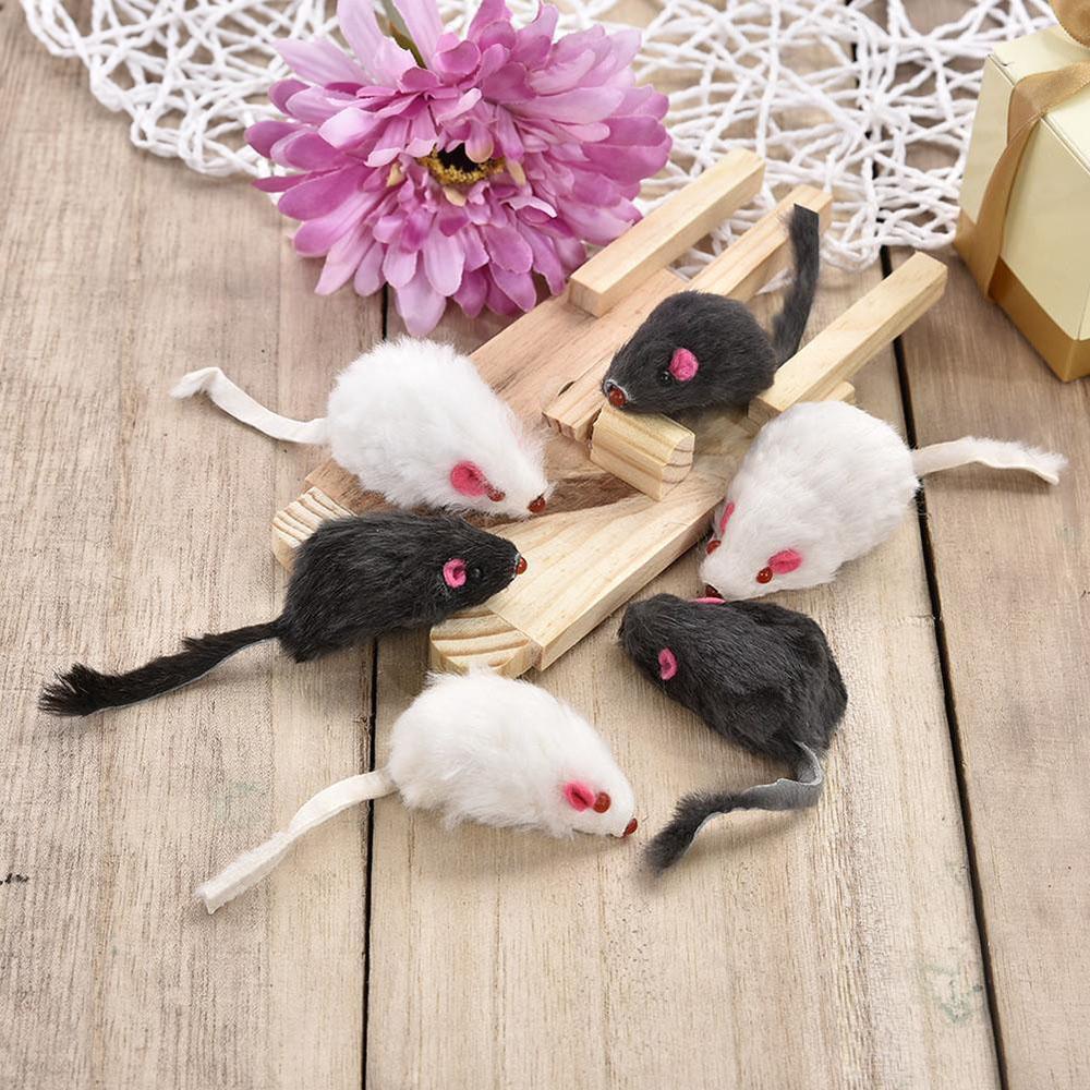 12Pcs Fur Mouse Squeaky Sound Mice Rat Toy For Pet Cat Kitten Puppy Playing
