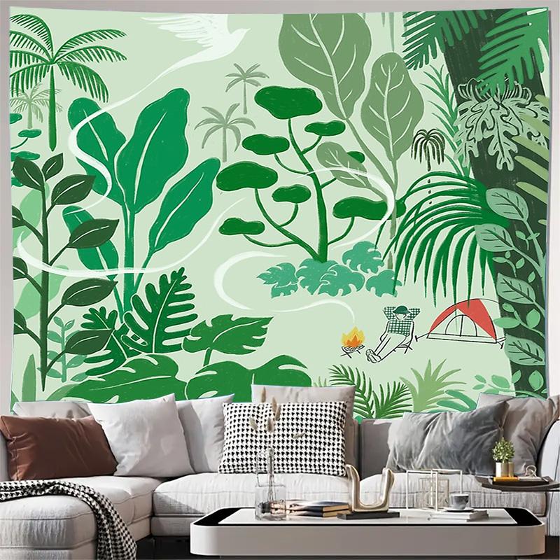 Tropical Forest Tapestry Jungle Wall Hanging Nature Decor Bohemian Wall Art Outdoor Adventure Camping Vibes Greenery Backdrop Ho