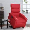 Lift-Up Recliner Armchair, Red, Upholstered In Faux Leather