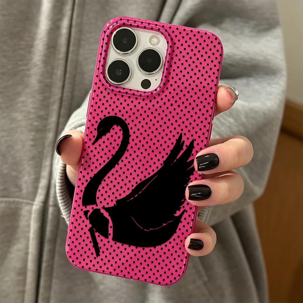 Wave Dot Black Swan Matte Silicone Case For Iphone 13 12 11 16 15 14 17 Pro Max Anti-Fingerprint Ultra Thin Cover