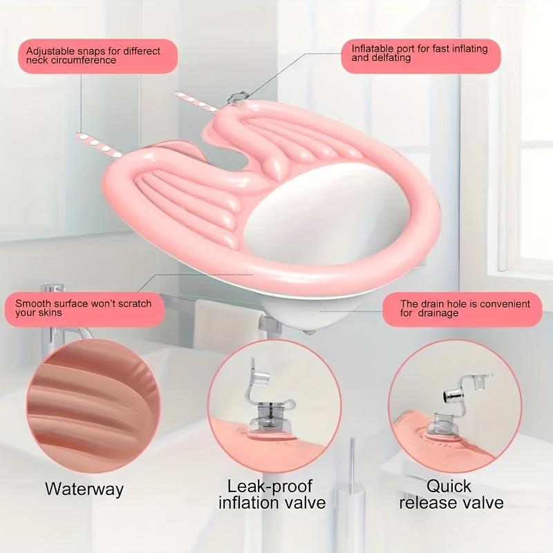 Inflatable Shampoo Basin - Portable, Soft, Comfortable, and Lightweight with Air Pump and Drainage for Elderly, Disabled, Pregnant Women