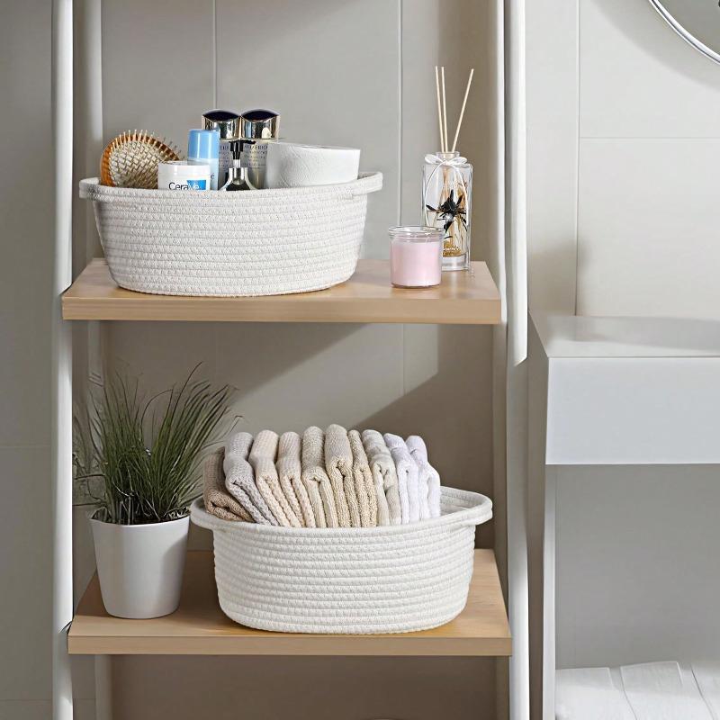 1 Cute Woven Storage Basket With Handle, Suitable For Gift Giving, Storage Decoration Organizer Toy Storage Basket