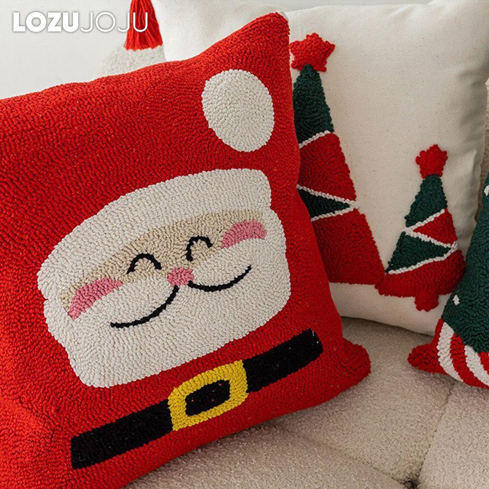 1PC LOZUJOJU Christmas Style Pillowcase Exquisite and Soft Embroidered Cushion Cover for Sofa Living Room Bedroom Home Decor Party Decorations