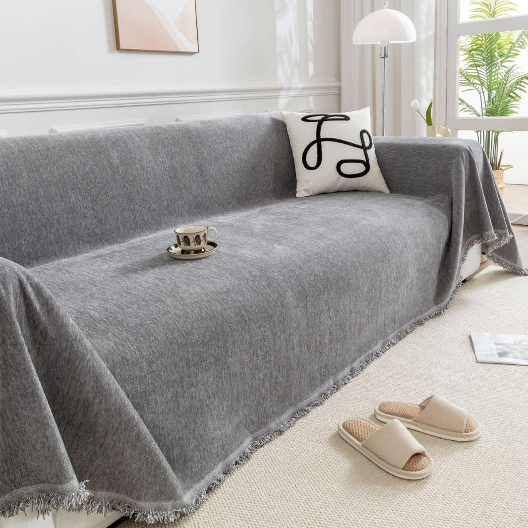 Шенилловое диванное полотенце однотонное однотонное всеобъемлющий чехол для дивана — фото 5