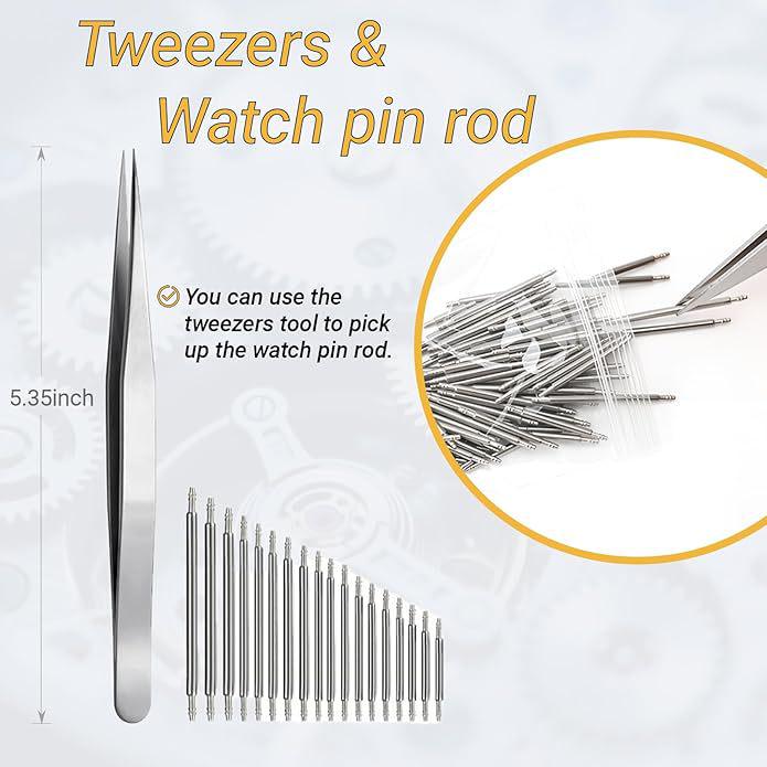 Watch Repair & Maintenance Tool Set with Disassembly Tools, Battery Replacement, and Cloth Bag.