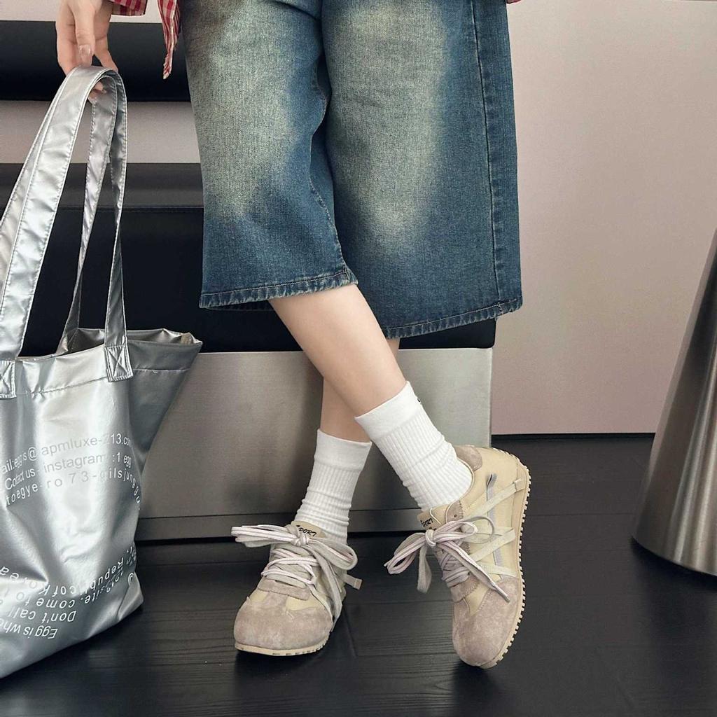 2025 autumn new leather Forrest Gump shoes retro German training shoes platform casual sports women's shoes versatile waffle