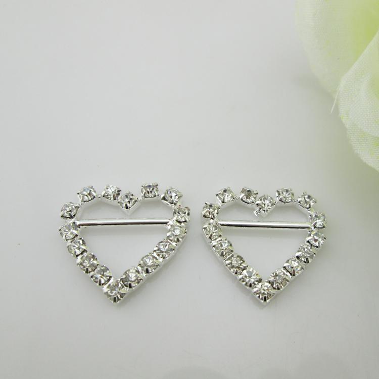 10pcs Heart Buckle with Horizontal Bar for Invitation Ribbon Slider 15mm