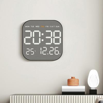 Yousheng Digital Wall Clock with Remote Control Large Display Multifunctional 12/24Hr Plug-in LED Digital Alarm Clock with Temperature