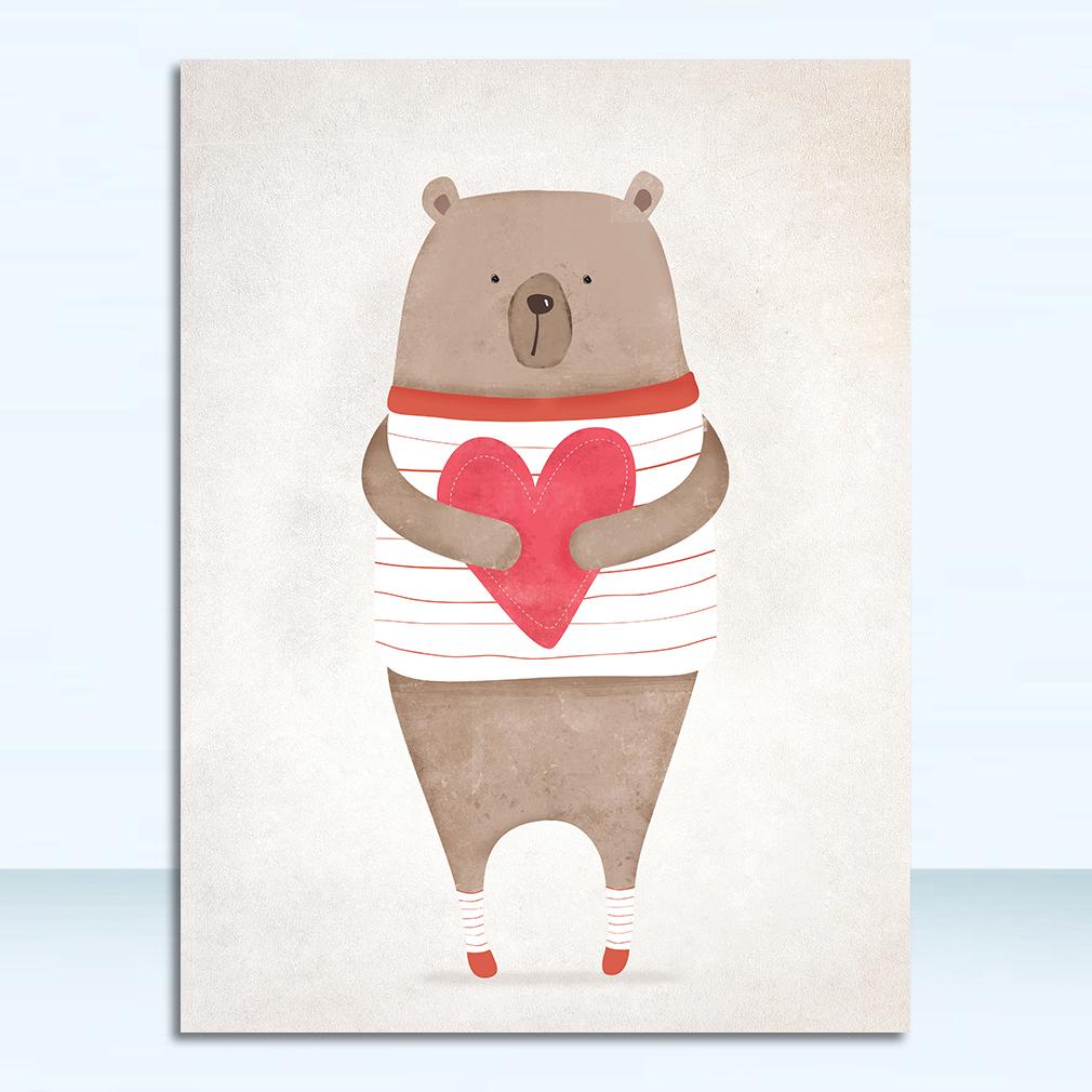 A4 A3 A2 Canvas Art Poster Painting Print Baby Room Home Wall Decor Nordic Cute Animal Hippo Penguin Polar Bear Portrait