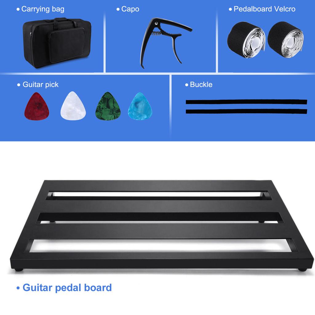 Large Guitar Effect Pedal Board Pedalboard Aluminum Alloy with Carry Bag Capo 4pcs Picks Fixing Tapes