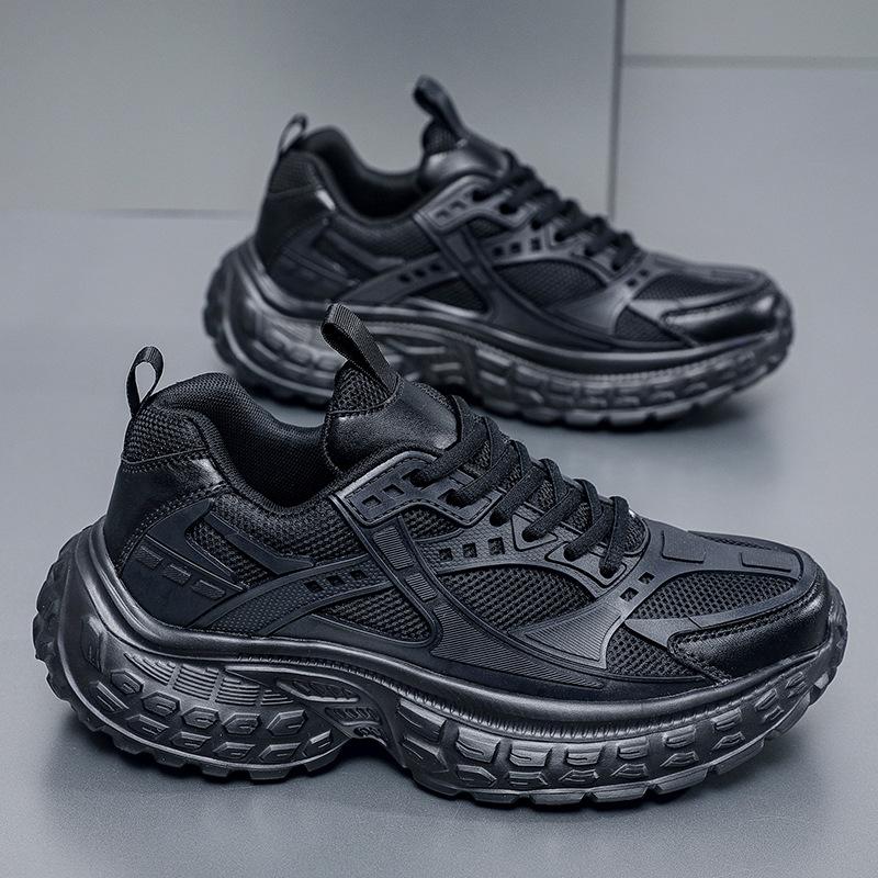

Summer men s shoes 2025 fashion low-top personalized tire sole sports trendy shoes mesh breathable thick sole heightening dad shoes 39