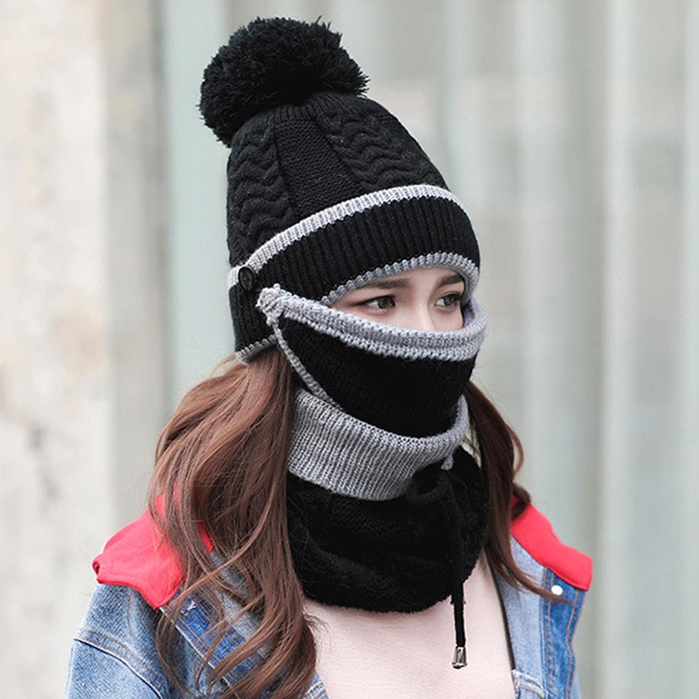Winter Kaltwetterausrüstung: Nackenwärmer, Schal, Pelzmützen-Set, Fleece-Strick