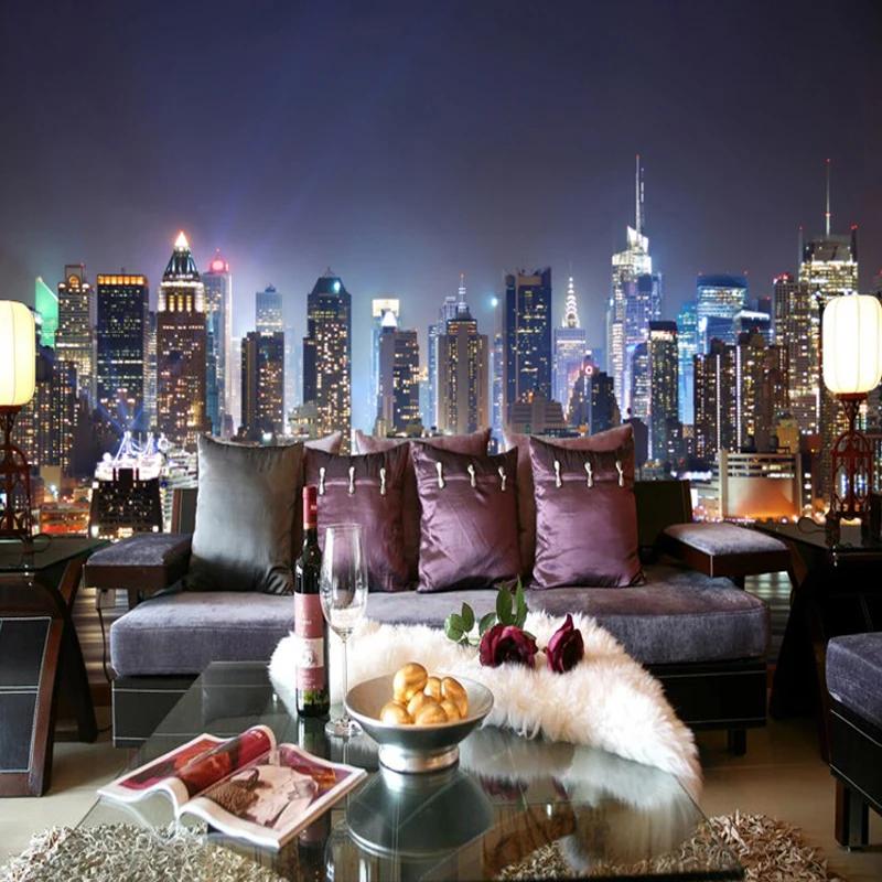 3D Wall Mural Wallpapers Modern City Night Views For Bedroom Living Room Sofa Backdrop Wall Paper
