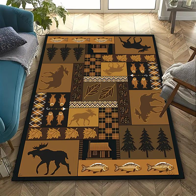 American Country Vintage Style Art Carpet Living Room Bedroom Sofa Large Area Decorative Mat Kids Play Soft Non-slip Rugs Gift