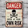 Metal Wall Art Skull Pirate Sign, Vintage Tin Poster for Bar Pub Garage Retro Decor