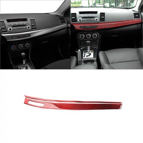 Red Carbon Fiber Interior Center Dashboard Cover Trim For Mitsubishi Lancer