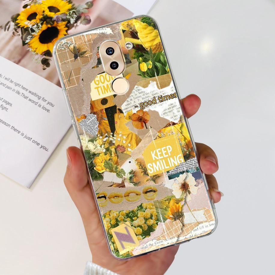For Honor 6X Case BLN-AL10 BLL-L22 BLN-L21 Cover Fashion Flower Clear Silicone Soft Funda For Huawei Mate 9 Lite GR5 2017 Bumper