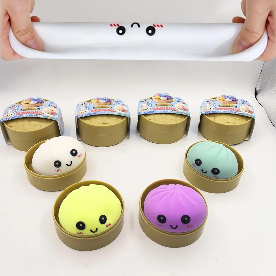 Colorful Simulated Dumpling Squishy Relaxing Relieve Anxiety Antistress Enhance Happiness Reusable Rebound Squeeze Reliever Toy