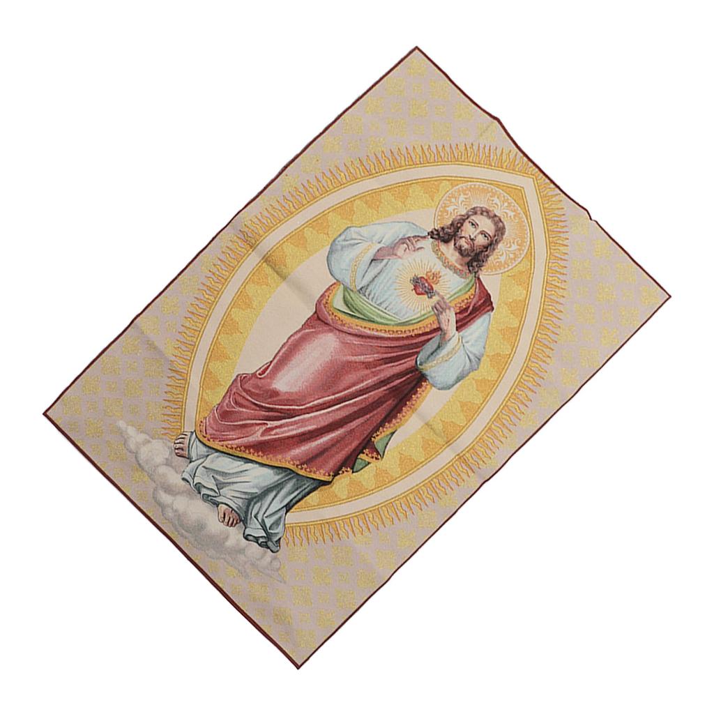 Christian Icons Baroque Style Christian Sacred Heart of Jesus Gold Silk Brocade Portrait Wall