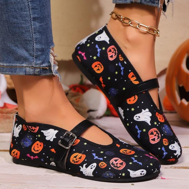 Large size flat bottom shallow mouth embroidered single shoes women's versatile round head low heel foot Doudou shoes women