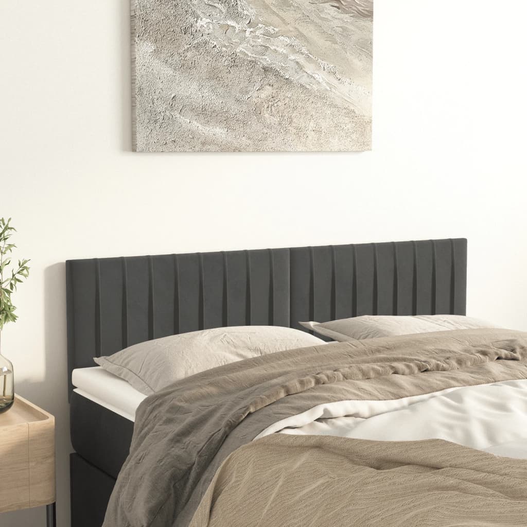 Bed Headboards, 2 Pcs, Dark Gray, 72X5X78/88 Cm, Velvet