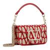 Valentino Locò V Logo Print Patchwork Magnetic Closure Calfskin Baguette Bag Shoulder Crossbody Handbag Women Bags Beige Red W0B0L97JSQJ4A
