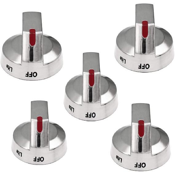 5-Pack DG94-01712A DG94-01713A Gas Range Burner Control Dial Knob for Samsung Range Oven Stove NX58M9420SS NX58M9420SSAA NX58M9420SSAA-00 Replacement