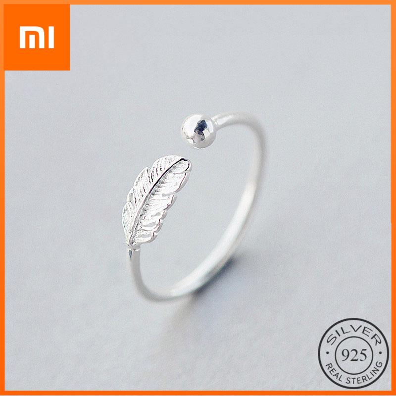 Xiaomi Authentic 925 Sterling Silver Cute Feather Personality Adjustable Ring Fine Jewelry For Women Party Elegant Accessories