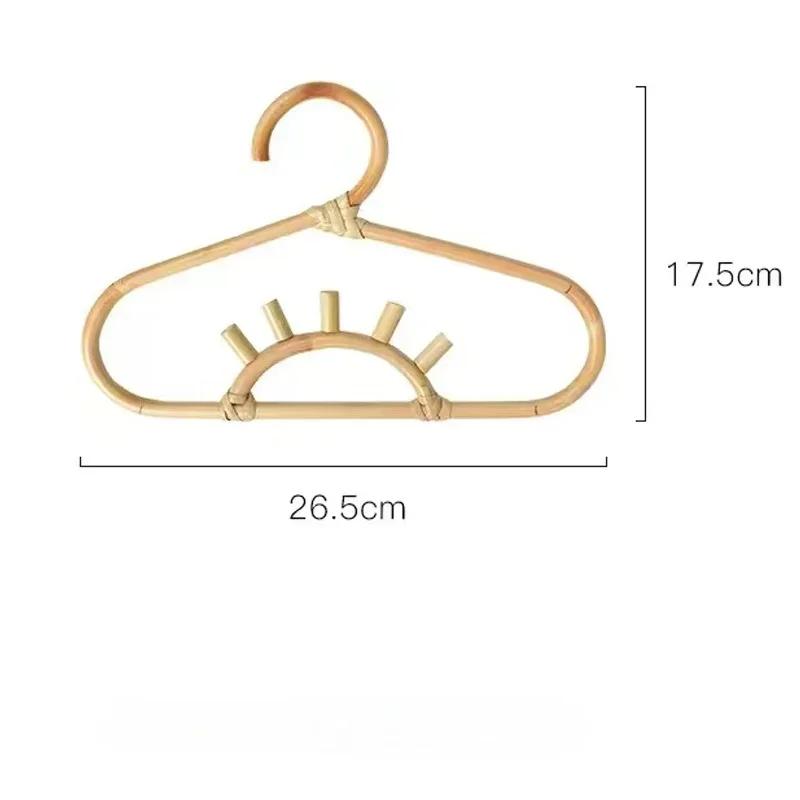 Natural Rattan Children’s Garments Organizer Rack 1pc Kid Clothes Hanger Clothing Storage Tool Kid Room Wardrobe Decor Accessory